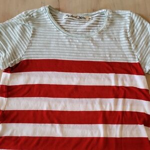 Michael Stars OS Red and White Striped Tee